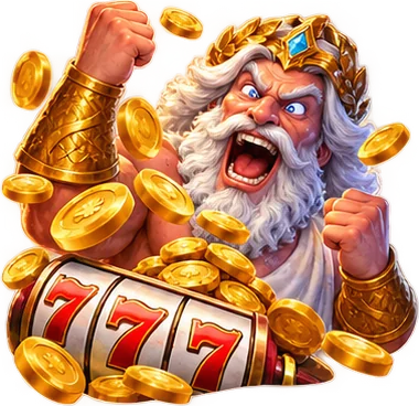 Westio slots mascot celebrating a 777 line